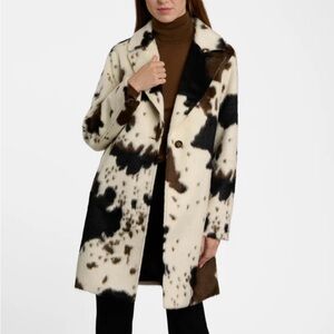 NEW/ Bernardo Cream and Brown Patterned Teddy Jacket/ Size XS